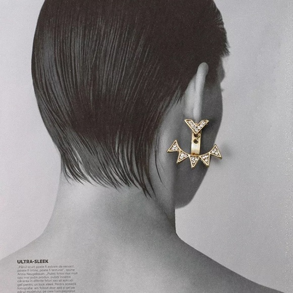 🔵𝟲𝟱%𝗢𝗙𝗙 𝗯𝘂𝗻𝗱𝗹𝗲𝘀 𝟯+🔵 NEW Rhinestone Spiked Jacket Earrings - Picture 8 of 12